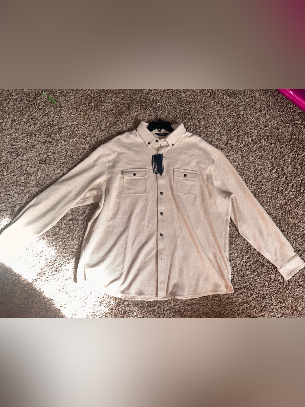 Roundtree & Yorke Cream Button-Up Shacket